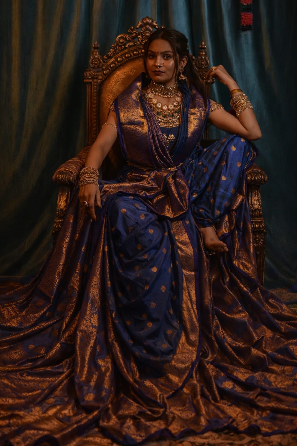 Nauvari Blue — Maharashtrian Bridal — photo 5