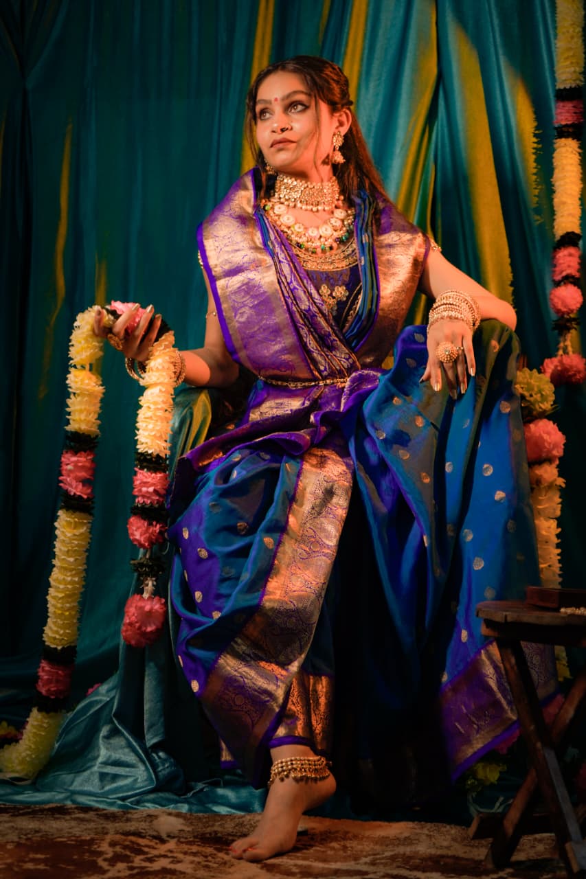 Nauvari Blue — Maharashtrian Bridal
