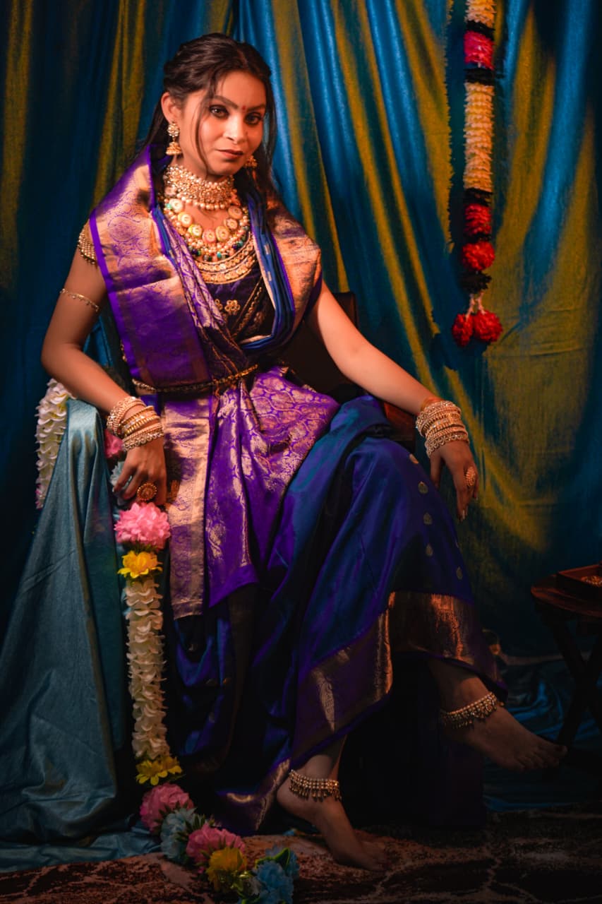 Nauvari Blue — Maharashtrian Bridal — photo 2